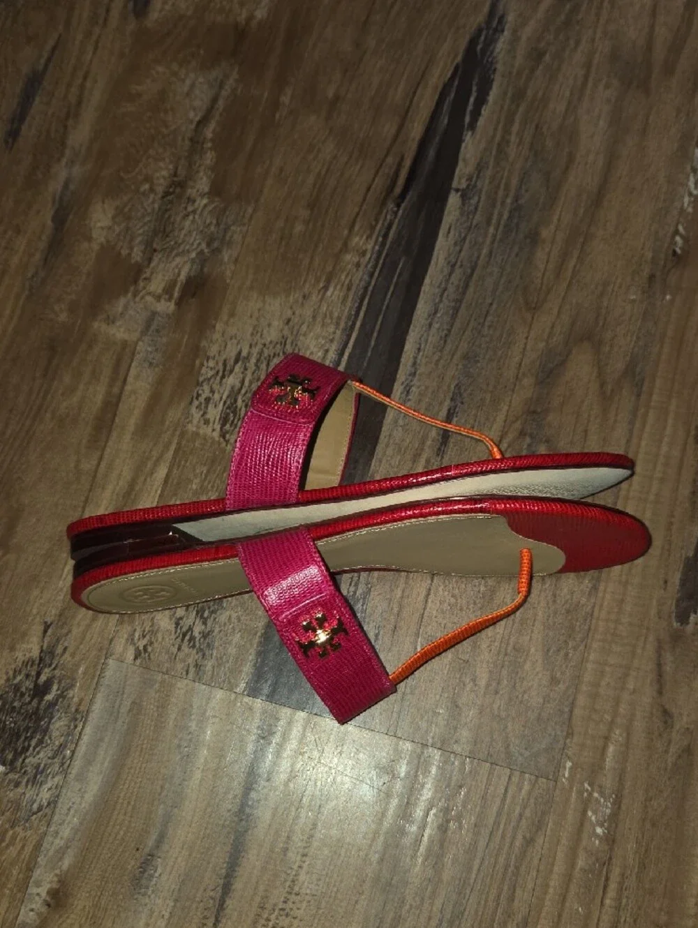 Tory Burch Pink & Orange Logo Thong Sandal